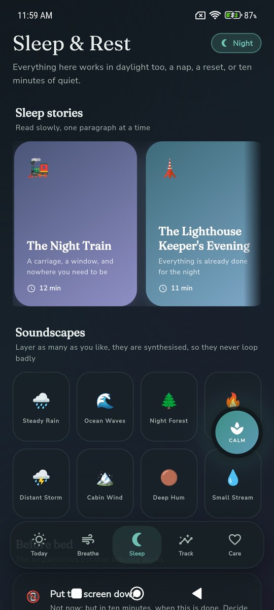 mendSoul Sleep and Soundscapes Screen